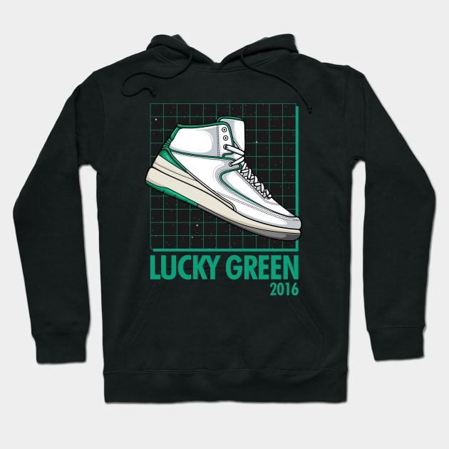 AJ 2 Retro Lucky Green Sneaker Hoodie by milatees